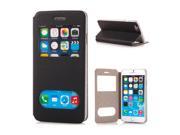 Golden Beach Pattern View Window Stand Folio Leather Case For iPhone 6 4.7 inch Black