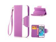 Elegant Cross Pattern Two Tone Leather Folio Case With Card Slots For iPhone 6 4.7 inch Purple