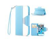 Elegant Cross Pattern Two Tone Leather Folio Case With Card Slots For iPhone 6 4.7 inch Light Blue