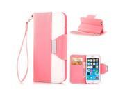 Elegant Cross Pattern Two Tone Leather Folio Case With Card Slots For iPhone 6 4.7 inch Pink