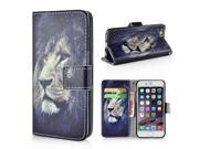 New Arrive Fashion Colorful Drawing Printed Contemplative Lion PU Leather Flip Wallet Stand Case With Card Slots For iPhone 6 4.7 inch