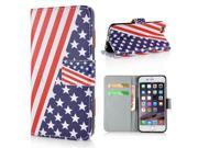 Fashion Colorful Drawing Printed Stars And Stripes PU Leather Flip Wallet Stand Case With Card Slots For iPhone 6 4.7 inch