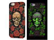 New Colorful Luminous Cartoon Blooming Roses Skull Hard Back PC Shell Case Cover For iPhone 6 4.7 inch