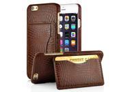 Luxury Alligator Pattern Leather Coated Hard PC Back Case Card Holder Stand Cover For iPhone 6 4.7 inch Brown