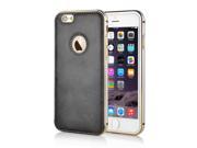 Cool Fashion Aluminium Metal Frame Pull Up Leather Coated Hard Back Phone Cases Cover For iPhone 6 4.7 inch Grey
