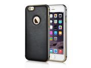 Cool Fashion Aluminium Metal Frame Pull Up Leather Coated Hard Back Phone Cases Cover For iPhone 6 4.7 inch Black