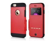 Luxury Flip View Window Hybrid PC And TPU Protective Smart Case Cover For iPhone 6 4.7 inch Red