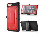 3 In 1 Belt Clip Holster Armour Hybrid PC And Silicone Back Case Cover With Touch Through Screen Protector For iPhone 6 4.7 inch Red