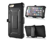 3 In 1 Belt Clip Holster Armour Hybrid PC And Silicone Back Case Cover With Touch Through Screen Protector For iPhone 6 4.7 inch Black
