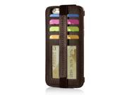 Slim Stitching Card Holder Inlaid Genuine Leather Case for iPhone 6 4.7 inch Dark Brown