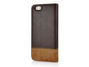 Cross Pattern Horse Skin Flip Magnetic Switch Leather Case Stand Cover with Card Slot for iPhone 6 4.7 inch Dark Brown