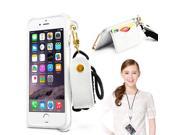 Slim PU Leather Lanyards Case Stand Cover with Card Slot for iPhone 6 4.7 inch White