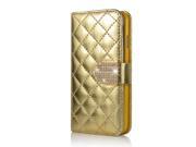 Bright Skin with Metal Diamond Studded Wallet Leather Case with Card Holder for iPhone 6 4.7 inch Gold