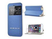 Delicate Metal Slide Touch Stand Leather Case with Window View for iPhone 6 4.7 inch Royalblue