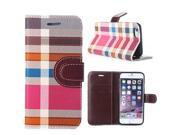 Grid Design Magnetic Stand Leather Case for iPhone 6 4.7 inch Brown