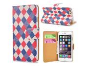 Retro Pictures Pattern Leather Stand Wallet Case For iPhone 6 4.7 inch Rhombus