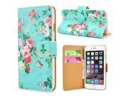 Retro Pictures Pattern Leather Stand Wallet Case For iPhone 6 4.7 inch Peony in Blue Background