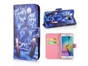 Colorful Wolf Pattern Wallet Card Slot Holder Stand PU Leather Case Cover For Samsung Galaxy S6 Edge