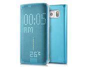 New PU Leather Case PC Back Case Smart Dot View Cover For Samsung Galaxy S6 Edge Light Blue