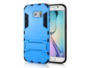Cool Solid Iron Bear Design Hybrid PC and TPU Stand Case for Samsung Galaxy S6 Edge Blue