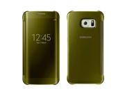 Luxury Mirror Electroplated Flip Leather Case Cover for Samsung Galaxy S6 Edge Gold