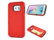 Soft Hybrid Silicone and PC Stand Cardfile Case for Sasmung Galaxy S6 Edge Red