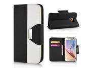 Elegant Cross Pattern PU Leather Flip Wallet Card Holder Case Cover For Samsung Galaxy S6 G920 S6 Edge Black