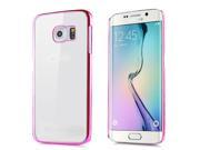 Elegant Transparent Clear Back Colored Frame Hard Case Phone Cover For Samsung Galaxy S6 Edge Pink