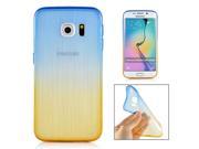 Luxury Transparent Clear Colorful Brushed Straight Lines Design TPU Back Case Cover For Samsung Galaxy S6 Edge Yellow And Blue