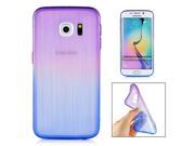 Luxury Transparent Clear Colorful Brushed Straight Lines Design TPU Back Case Cover For Samsung Galaxy S6 Edge Blue And Purple