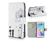 Fashion Colorful Drawing Printed Romantic Dandelion PU Leather Flip Wallet Stand Case With Card Slots For Samsung Galaxy S6 Edge