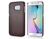 Fashion Litchi Grain Leather Coated Protective Back Cover for Samsung Galaxy S6 Edge Dark Brown