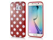 Polka Dots Soft Jelly TPU Gel Protective Case Cover For Samsung Galaxy S6 Edge Red
