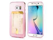 Hot Ultra Thin Transparent Clear Card Holder Soft TPU Back Case Cover For Samsung Galaxy S6 Edge Pink