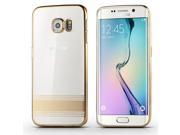 Luxury Transparent Clear Plated Soft TPU Back Case Cover For Samsung Galaxy S6 Edge Gold Stripes