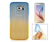 Luxury Transparent Clear Colorful Brushed Straight Lines Design TPU Back Case Cover For Samsung Galaxy S6 G920 Blue And Yellow