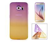 Charming Color Gradient Transparent Clear Colorful TPU Back Case Cover For Samsung Galaxy S6 G920 Yellow And Purple