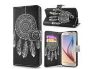 New Arrive Fashion Colorful Drawing Printed Black White Dreamcatcher PU Leather Flip Wallet Stand Case With Card Slots For Samsung Galaxy S6 G920