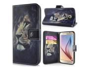 New Arrive Fashion Colorful Drawing Printed Contemplative Lion PU Leather Flip Wallet Stand Case With Card Slots For Samsung Galaxy S6 G920