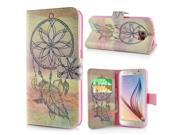 New Arrive Fashion Colorful Drawing Printed Yellow Dreamcatcher PU Leather Flip Wallet Stand Case With Card Slots For Samsung Galaxy S6 G920