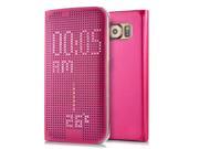New PU Leather Case PC Back Case Smart Dot View Cover For Samsung Galaxy S6 G920 Magenta