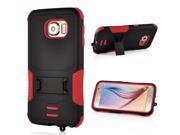 Super Armor Hybrid Silicone and PC Hybrid Stand Case Cover for Samsung Galaxy S6 G920 Black Red