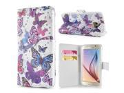 Colorful Butterflies Pattern Rhinestone Diamond Decorated Leather Stand Case Wallet Cover for Samsung Galaxy S6 G920