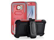 New Fashion Belt Clip Holster Shell PC Hard Back Case Cover With Touch Through Screen Protector For Samsung Galaxy S6 G920 Red