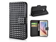 Luxury Bright Wallet Card Holder Flip PU Leather Magnetic Closure Stand Case Cover For Samsung Galaxy S6 G920 Black