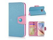 Dual Color Style Magnetic Flip Leather Case with Strap and Card Slot for Samsung Galaxy S6 G920 Blue Pink