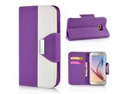 Elegant Cross Pattern PU Leather Flip Wallet Card Holder Case Cover For Samsung Galaxy S6 G920 S6 Edge Purple