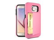 New Arrive PC And Black Silicone Cardfile Design Stand Back Phone Cases Cover For Samsung Galaxy S6 G920 Pink