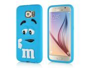 3D Cartoon M M Defender Candy Rainbow Beans Silicone Case Cover For Samsung Galaxy S6 G920 Blue