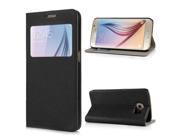 View Window Flip Stand PU Leather Case Cover For Samsung Galaxy S6 G920 Black